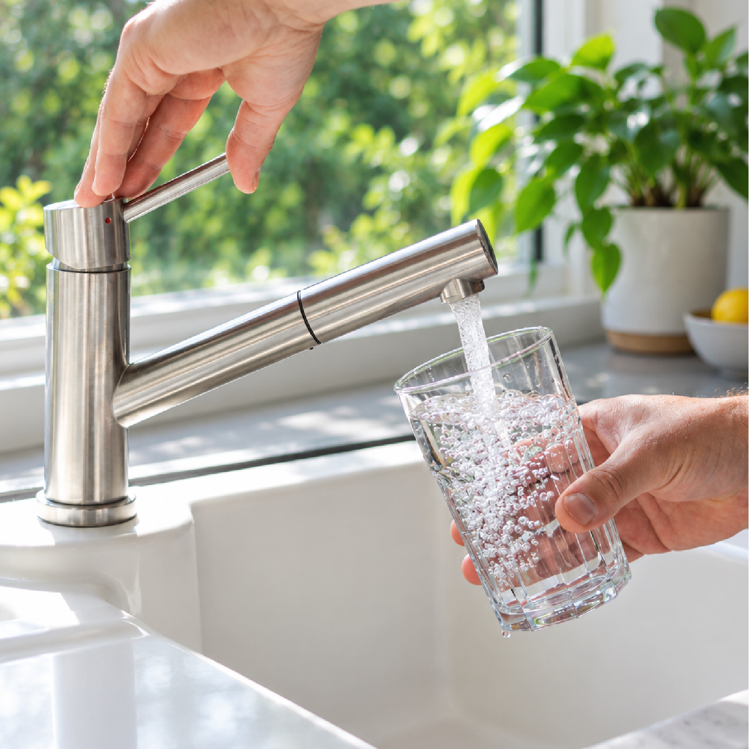 filling glass of water